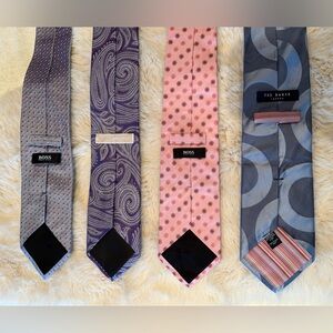 Men's Tie Lot - Hugo Boss, Michael Kors, Ted Baker - Pink, Purple, Gray, Blue